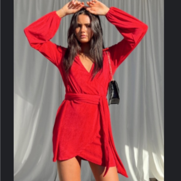 Red Tie-Front Mini Dress - Picture 2 of 2